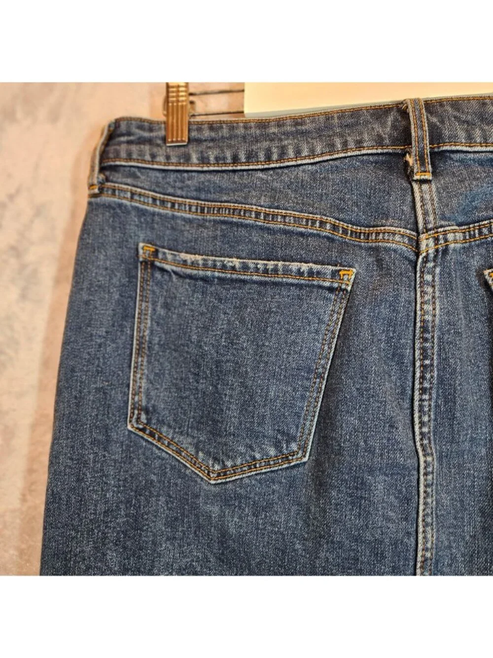 Old Navy Womens 16 Denim Skirt Blue Medium wash cowgirl casual classic raw hem